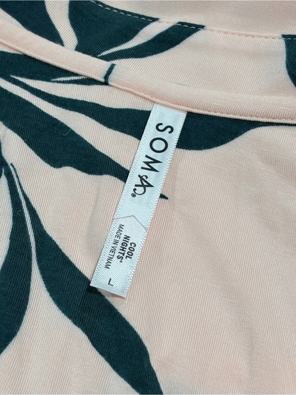 New without tags. Soma Peach Palm-Print Pajama Set with Dark Green Leaves - Picture 6 of 7